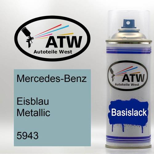 Mercedes-Benz, Eisblau Metallic, 5943: 400ml Sprühdose, von ATW Autoteile West.